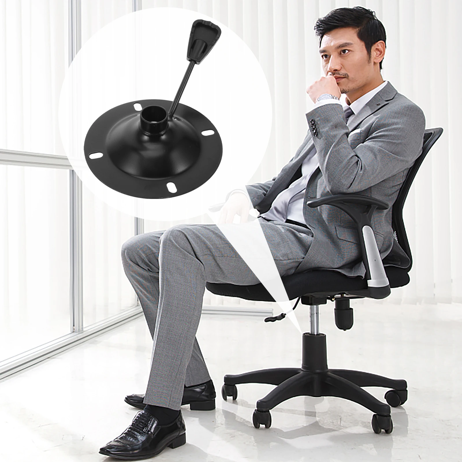 

2Pcs Metal Office Chair Swivel Base Replacement Parts Sturdy Iron Build Practical Accessory Office Chair Replacement Parts