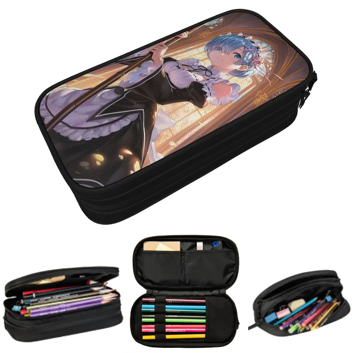 Пенал для ручек и карандашей Re Zero Starting Life In Another World Anime Rem, школьный пенал, сумка для канцелярских принадлежностей, держатель для ручек