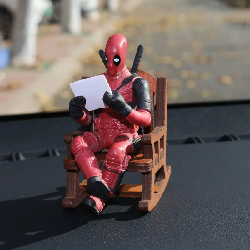 Marvel Deadpool Rocking Chair Action Figures Car Interior Ornaments Car Decoration Accessories Miniature Desktop Decor Hottoys