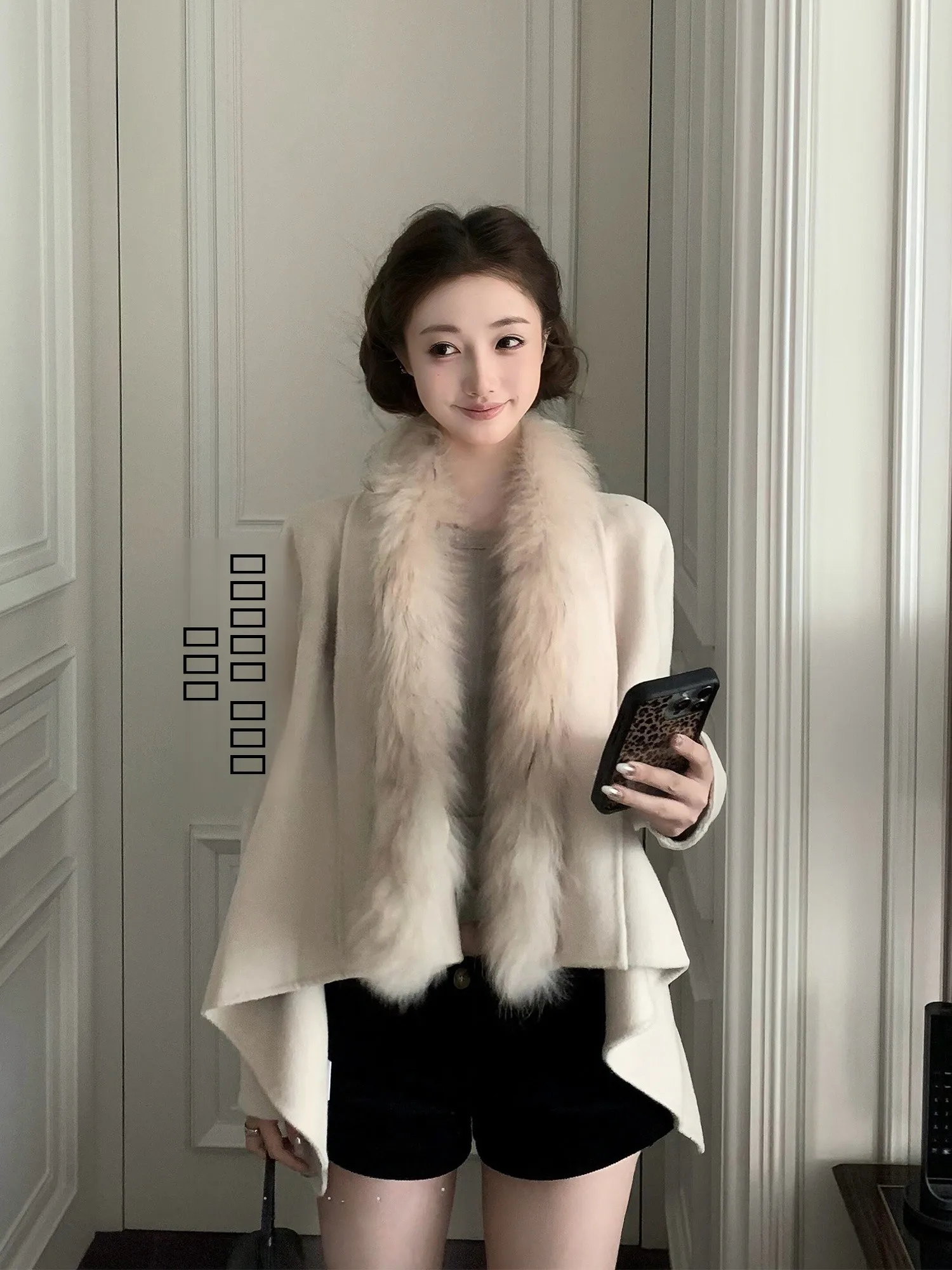 

MOXI Kita Kana Row Series Двусторонний шерстяной плащ, экологичный, 880 г, женская модная верхняя одежда, зима 2025, другие материалы 00%