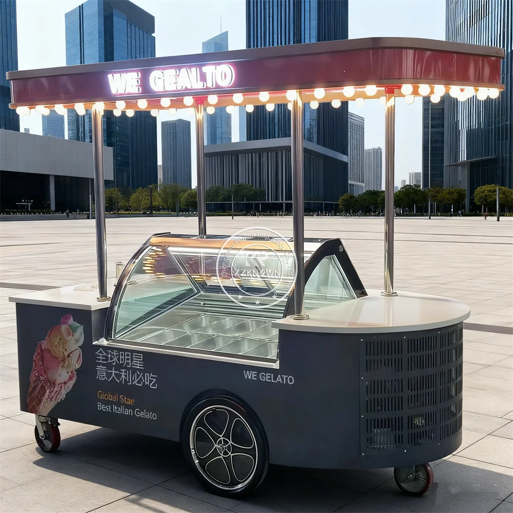 

Hot Selling Commercial Ice Cream Trucks Food Cart Display Cabinet Freezer Refrigerator Gelato Popsicle Ice Cream Push Cart