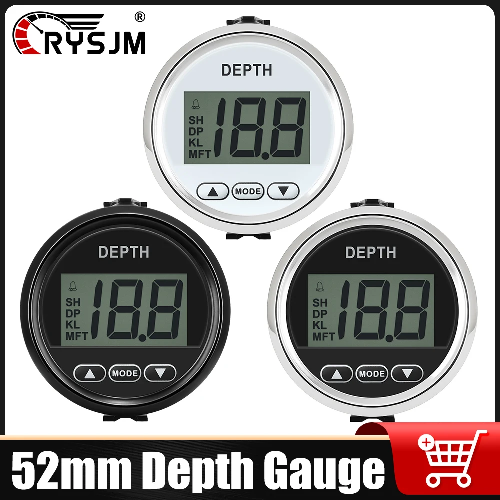 

Цифровой датчик глубины для морских судов с белой подсветкой, 52 мм, с датчиком, для яхт, рыболовных судов, универсальный, 12В, водонепроницаемый