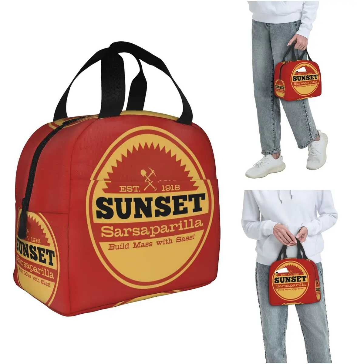

Винтажная термосумка для обеда с логотипом Sunset Sarsaparilla для женщин и детей, герметичная, для еды, термосумка-тоут