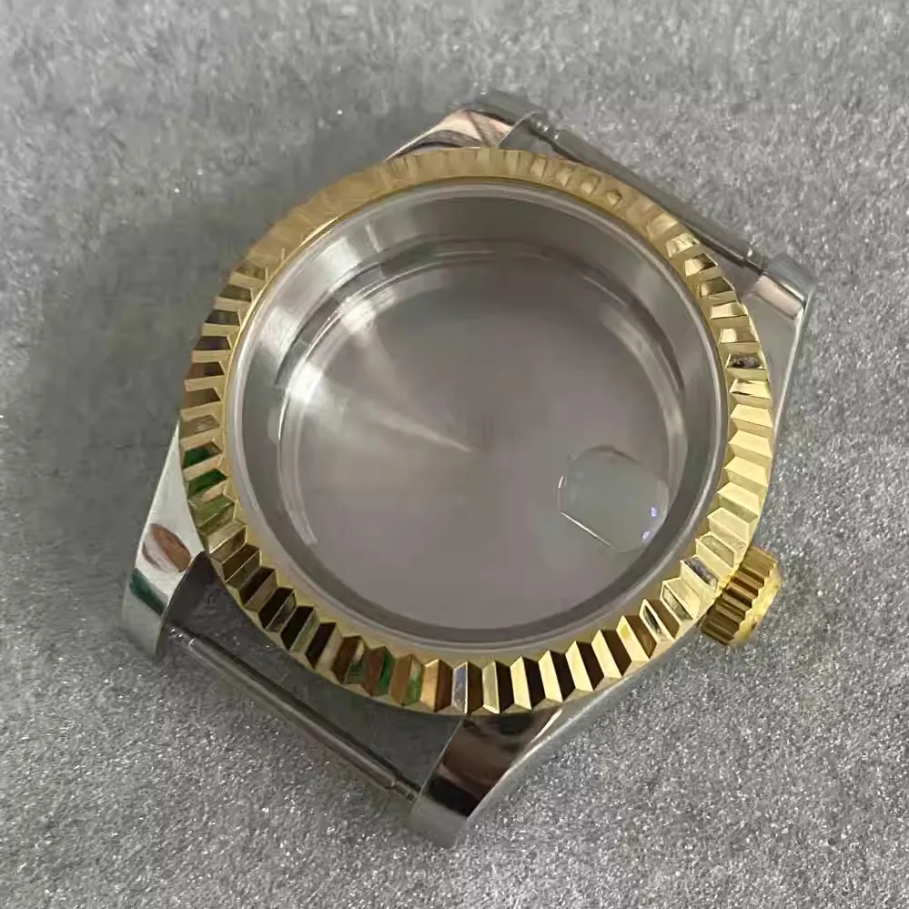 NH35 Case 39mm Middle-Gold Stainless Steel Sapphire Glass Watch Case for NH35 NH36 4R Automatic Mechanical Movement Watch Shell