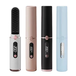 Wireless Electric Heating Straight Hair Comb Rechargeable Portable  Negative Ion Anti-scalding Hair Straightener For Home Travel