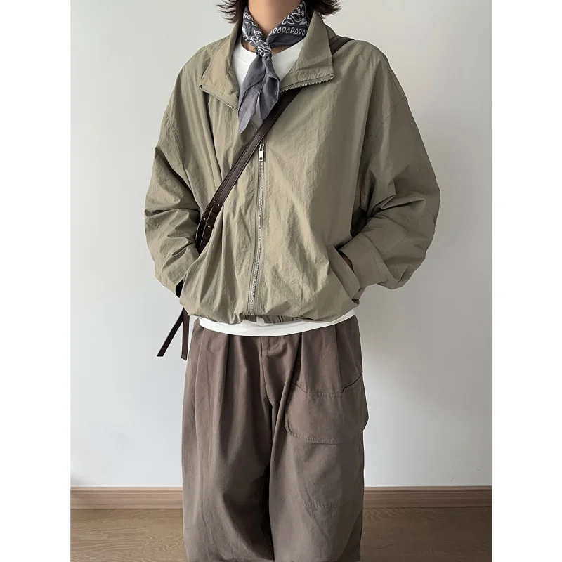 

Весенне-осенняя тонкая ветрозащитная куртка-бомбер в стиле ретро с воротником-стойкой, свободного кроя, для работы и повседневной носки