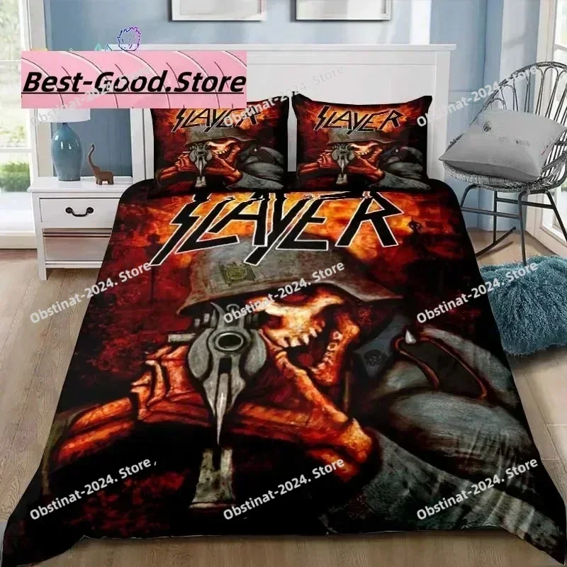 Slayer Heavy Metal Band Bedding Set Printed single Comforter Duvet Cover Pillow Case 3 Pieces Kids Adult Size Skull Bedding Gift