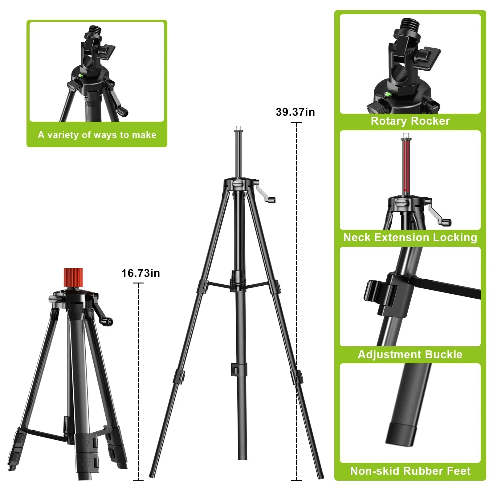 WEIDDW Professional 4D 16 Lines Laser Level with 39.37 Inch (1M)Tripod Green Lights 360 Self-leveling 16 Lines Nivel Laser Tools