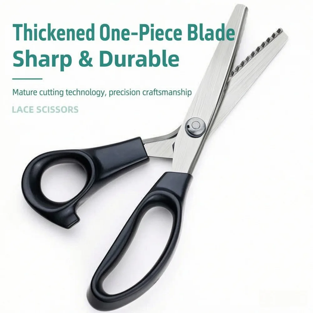 Carbon Steel Zig Zag Dressmaking Scissors, 6mm Triangular Sawtooth, Decorative Edge Shears for Sewing Fabric, Leather & Paper