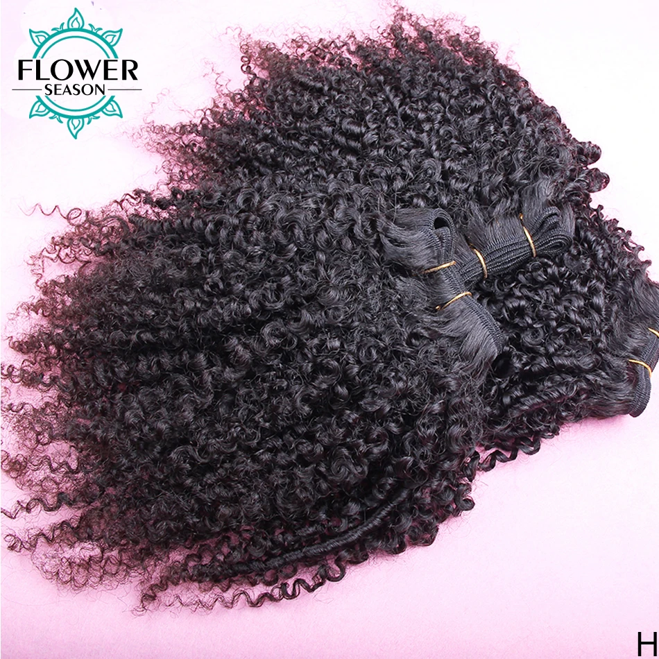 Mongolian Afro Kinky Curly Hair Weave Bundles 100% Human Hair Extension Double Weft Natural Color 8-26