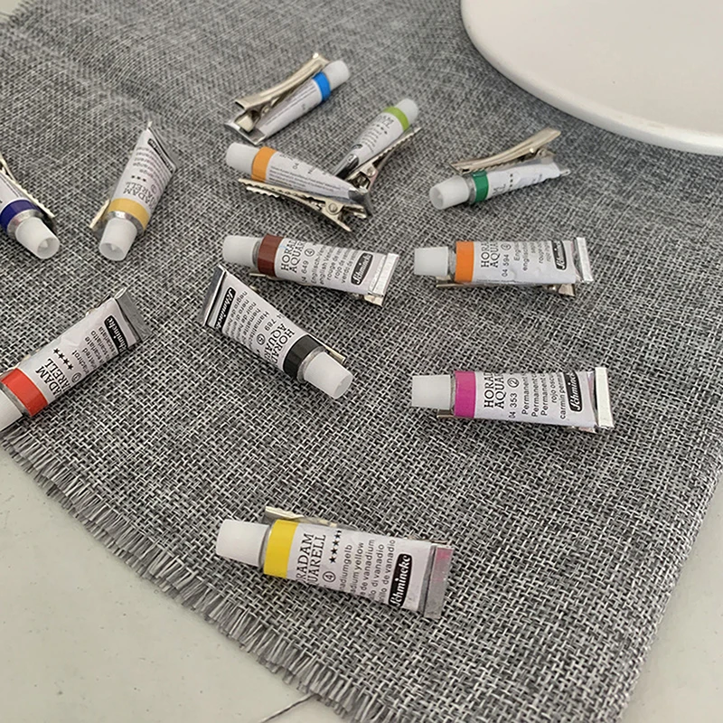 

1PC Hair Clip Hairpin Funny Paint Watercolor for Women Creative Handmade Duckbill Child Hair Barrette Party Random Color