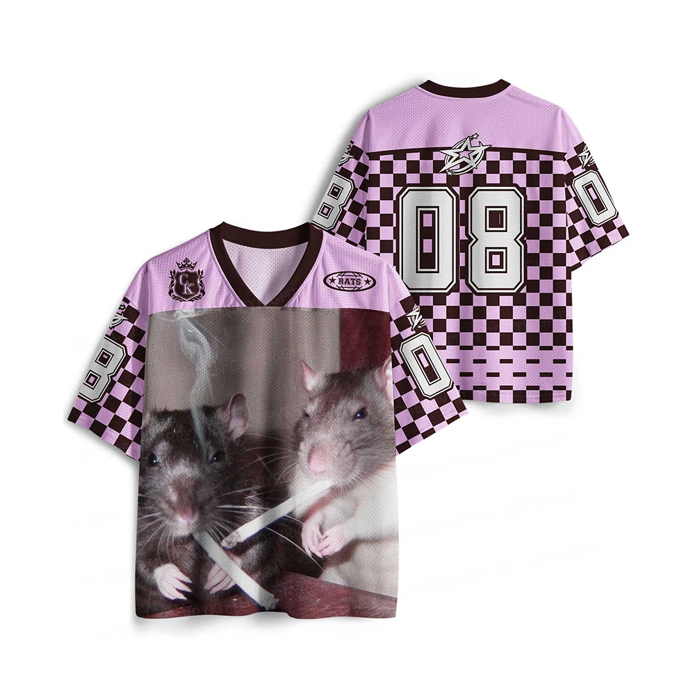 Sommer Cherrykitten Neues Custom Smoking Rats Y2K Sport-Trikot Kinder/Jugend Mode Hip-Hop Sport-T-Shirt Herren Street Harajuku Oberteile