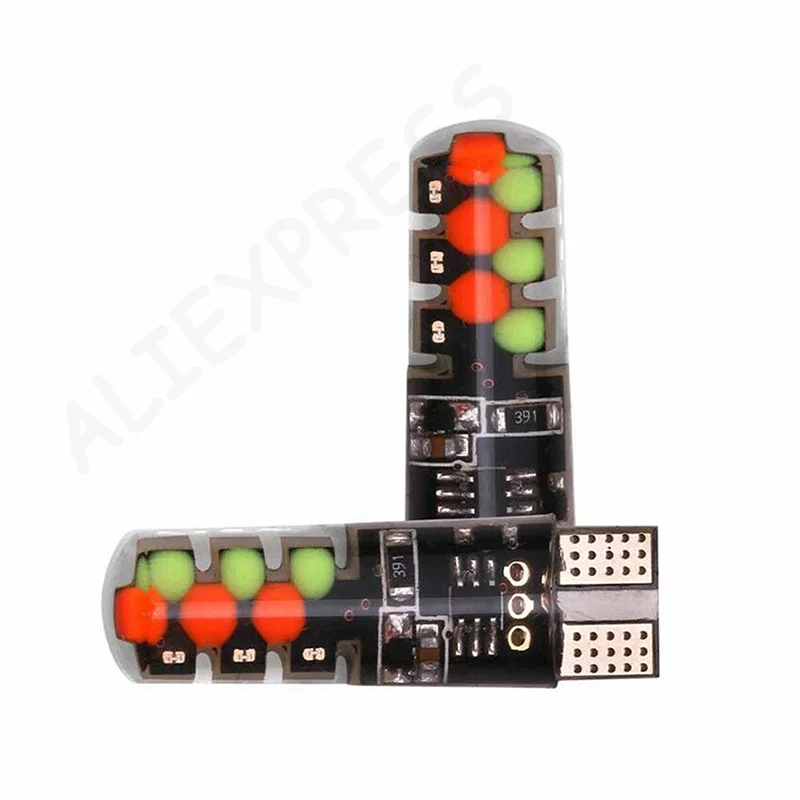 New New 2pcs T10 COB RGB LED 6SMD Car Wedge Side Multicolor Light Bulbs Remote Contro