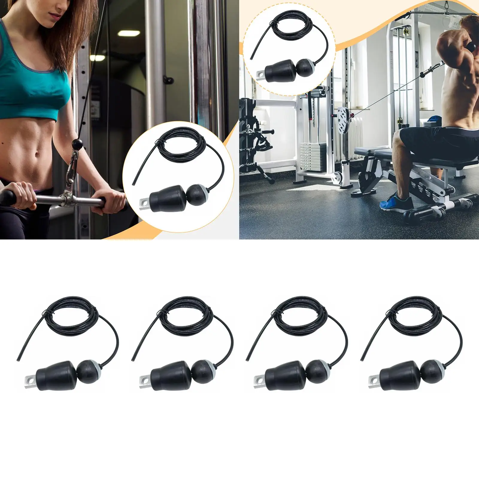 Fitness Pulley Cable Accessory with Stopper Ball Steel Wire Rope Fitness Exercise Attachment