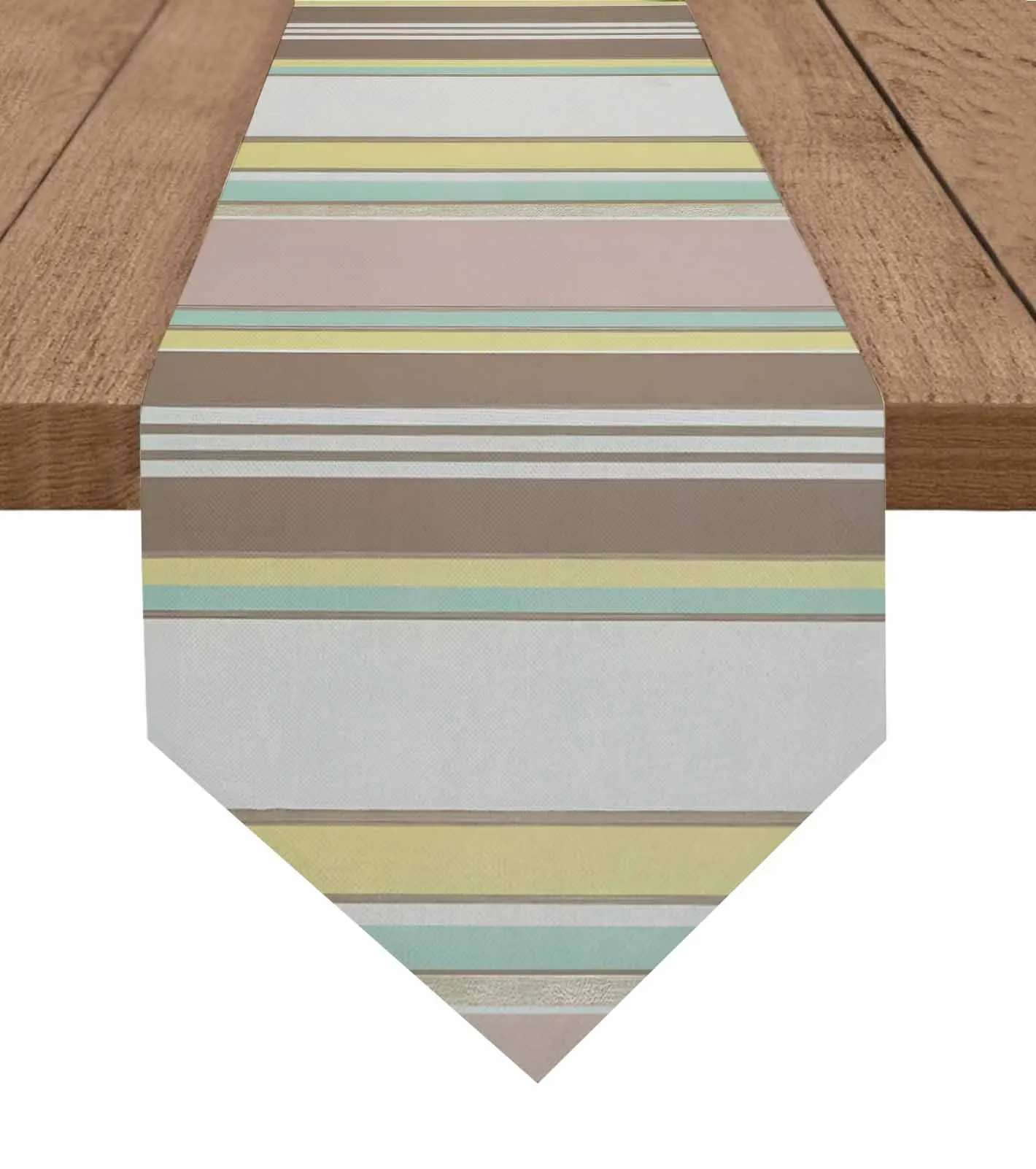 

Retro Brown Yellow Theme Lines Table Runner Holiday Wedding Party Decor Table Runners Dining Table Cover Decor