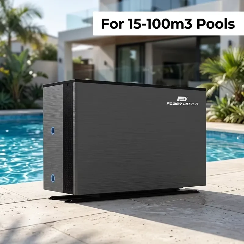 For Power World Latest Design R32 Full Inverter Air Source Heat Pump 5kw 7kw 15kw Tankless Pool Heater for Hotel Use
