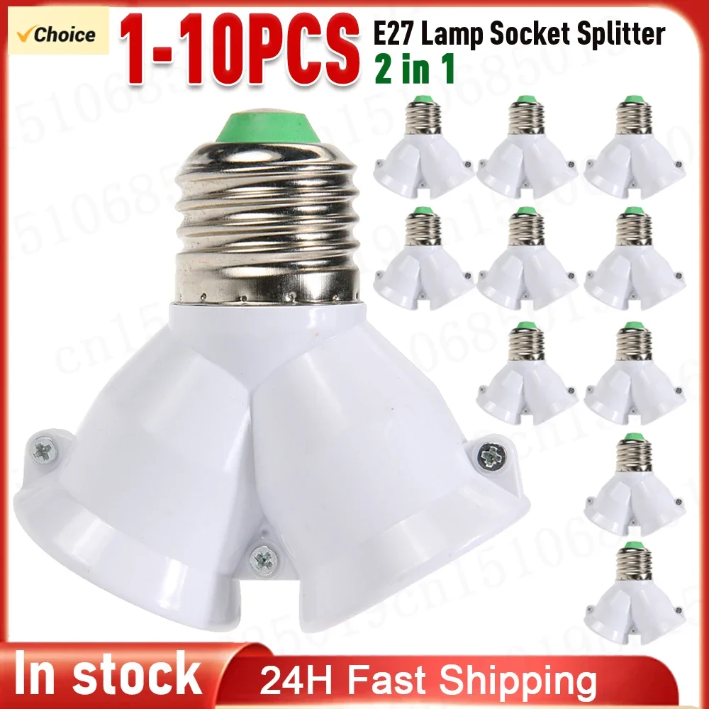 

1-10PCS Led Base Light Lamp Bulb Socket for E27 To 2-E27 Splitter Adapter Lamp Holder E27 Socket Bulb Holder Adapter