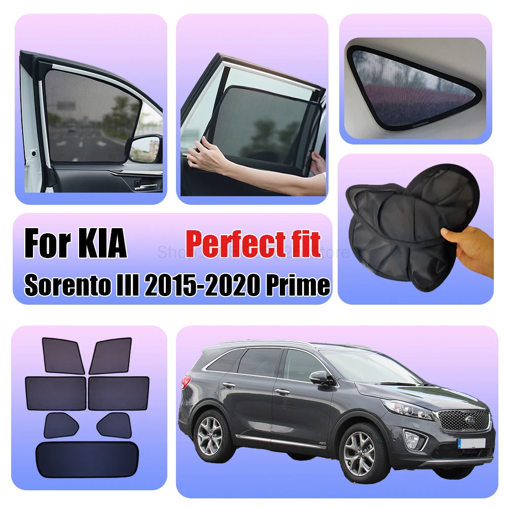 For Kia Sorento III UM 2015-2020 Prime Car Front Shield Window SunShade Windshield Rear Side Window Curtain Sun Shade Visor