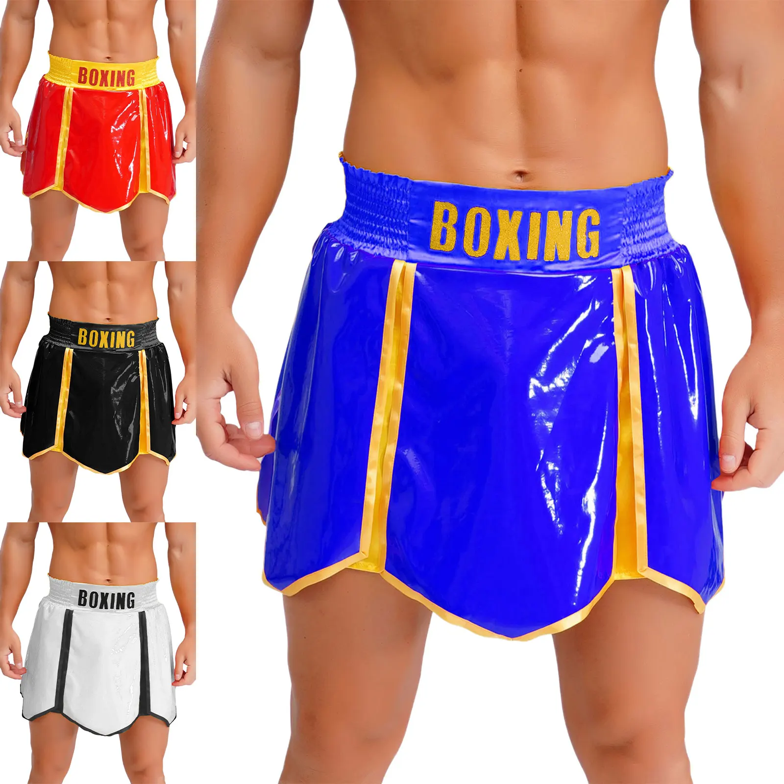 رجل الملاكمة التايلاندية سراويل الملاكمة حزام مطاط بولي Shorts السراويل جذوع كيك بوكسينغ فنون الدفاع عن النفس القتال التدريب الملاكم تأثيري حلي