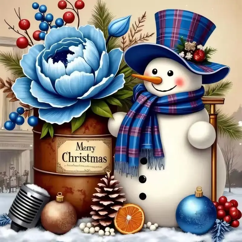 

GATYZTORY 5D DIY Diamond Painting Snowman Diamond Mosaic Full Square Round Embroidery Flower Sale Home Decoration