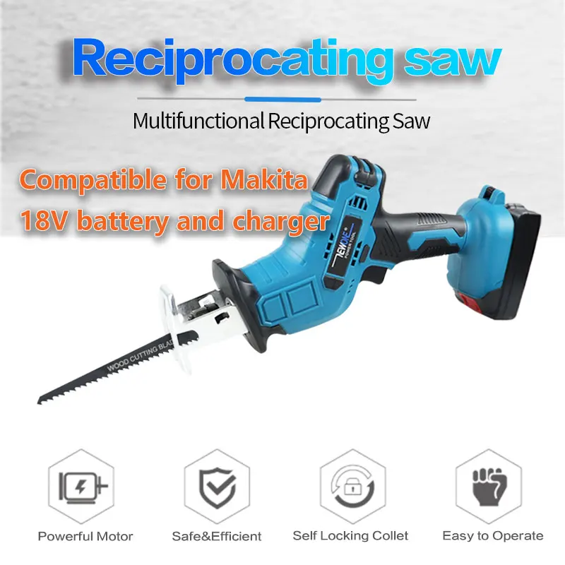 Compatible With 18V Makita B-series Reciprocating Saw Chainsaw Wood Metal PVC Pipe Cutting Cordless Reciprocating Saw Power Tool