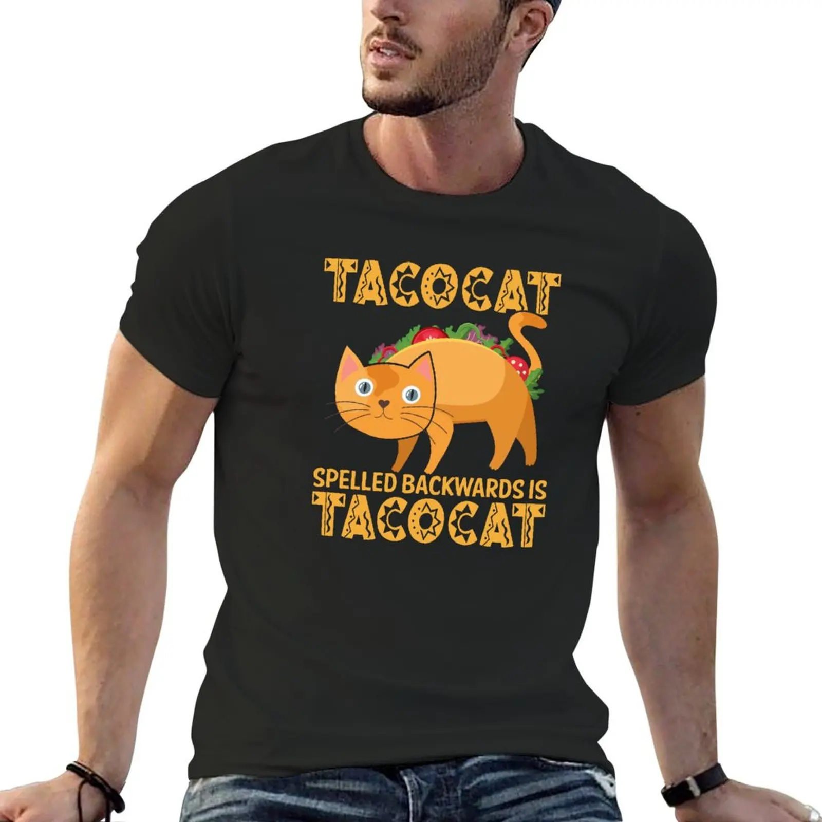 tacocat spelled backwards is tacocat T-shirt blacks korean fashion cute tops quick drying men clothes