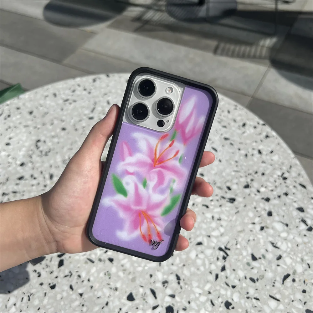 جديد Wildflower ثلاثية الأبعاد WF الزهور الطيور جراب هاتف آيفون 12 13 14 15 16 برو ماكس زائد Fundas INS غطاء الكرتون ل 15 برو 16 حالات #4