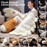 Plush Bird Wings with Animal Claws Cosplay Props 1 Pair for Fursuit Kigurumi Beast Costume Accessories Fursona Wearable