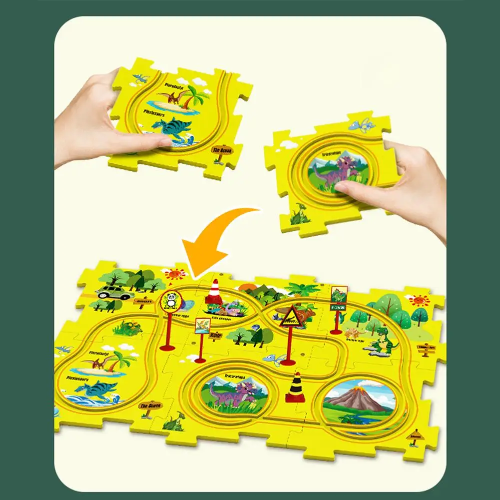 DIY Puzzle tor samochód zabawka dla dzieci samochód Mini tor scena miejska budynek zabawki edukacyjne kreatywny samochód wykwintne prezenty w