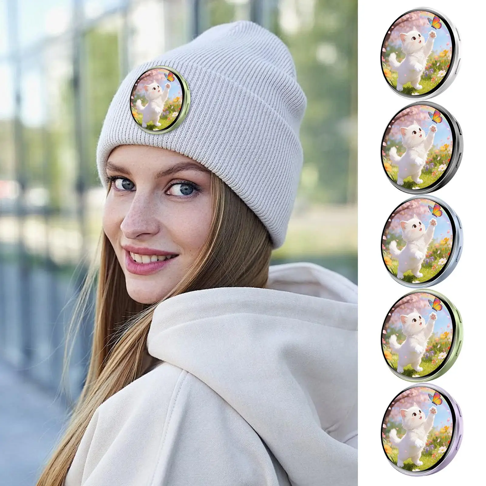 

Digital Photo Badge HD Touchscreen Display Brooch Electronic Anime Pin for Backpacks Music Festivals School Events Great Gift