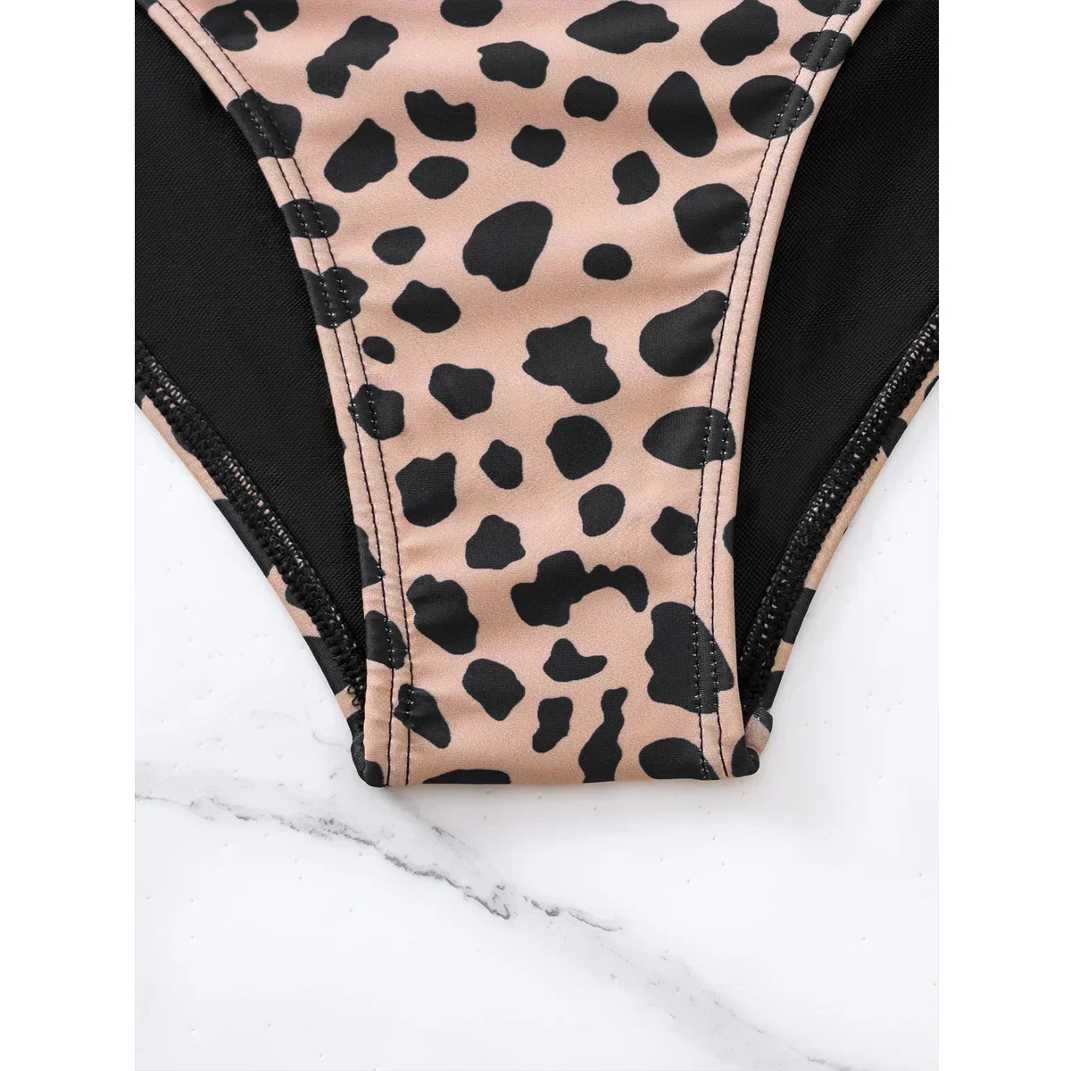 2024 Women's Swimsuit Summer 2-Piece Leopard Swimwear High Waist Tankini Suspender Backless Bikini Set Summer Bathing Suit Y176