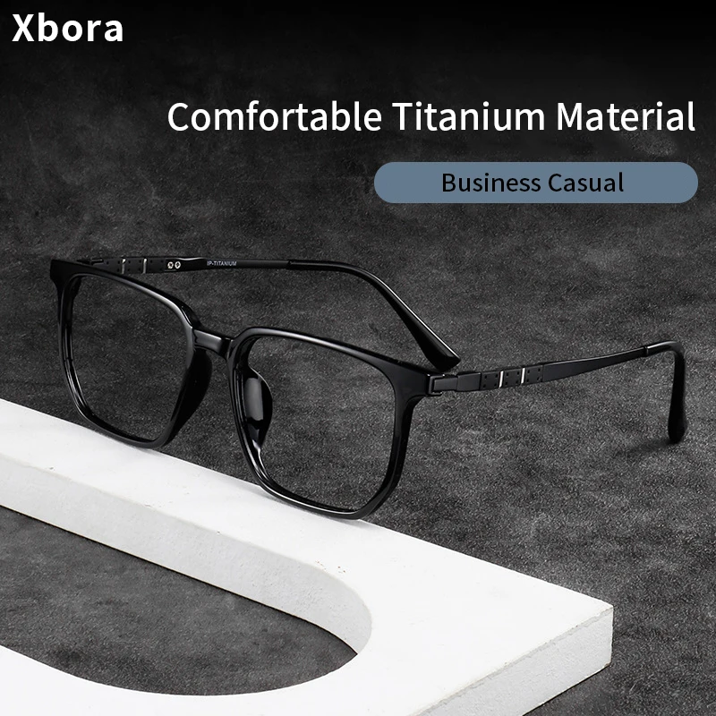 Xbora Ultra-light TR90 Titanium Eyeglasses Frame Optical Myopia Prescription Glasses For Men Women Fashion Square Eyewear 7003