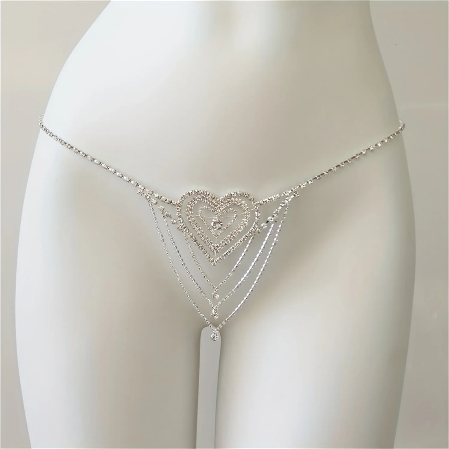 Ladies Fashion Sexy Ruby Red Mixed White Bikini Body Chain Trendy Shining Water Diamond Nightclub Party Underwear Chain