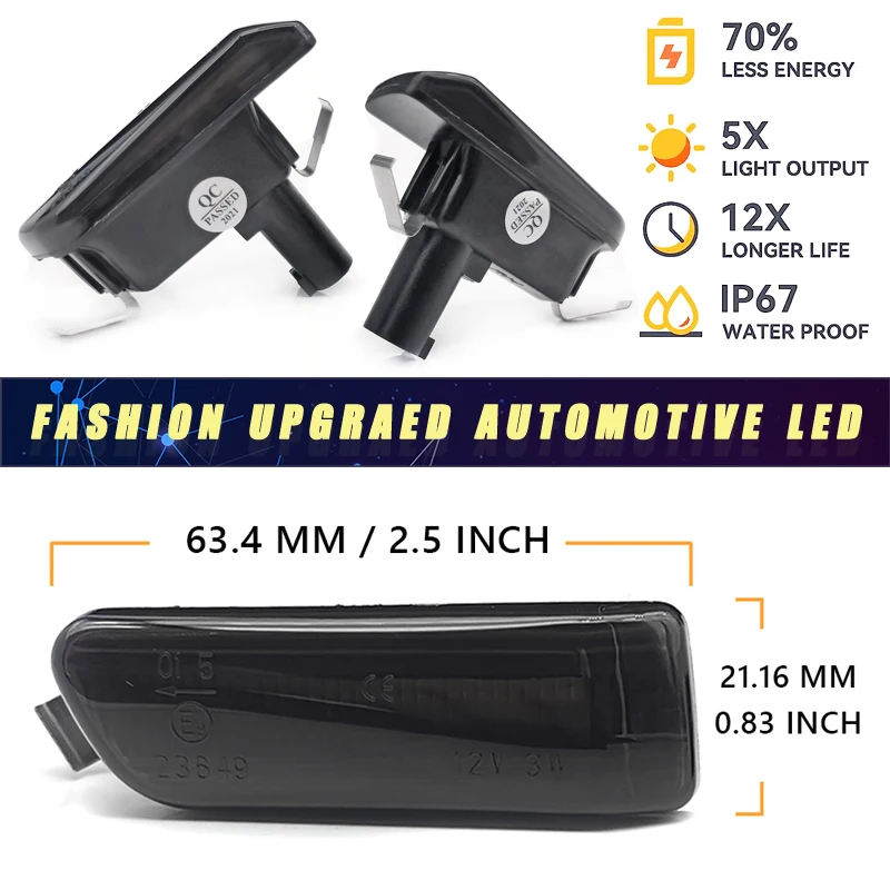 2Pcs Canbus LED Dynamic Side Marker Lights Car Turn Signal Lamps For Audi A8 A8L S8 MK2 D3 4E Quattro 2002-2009 OEM#4E0949127