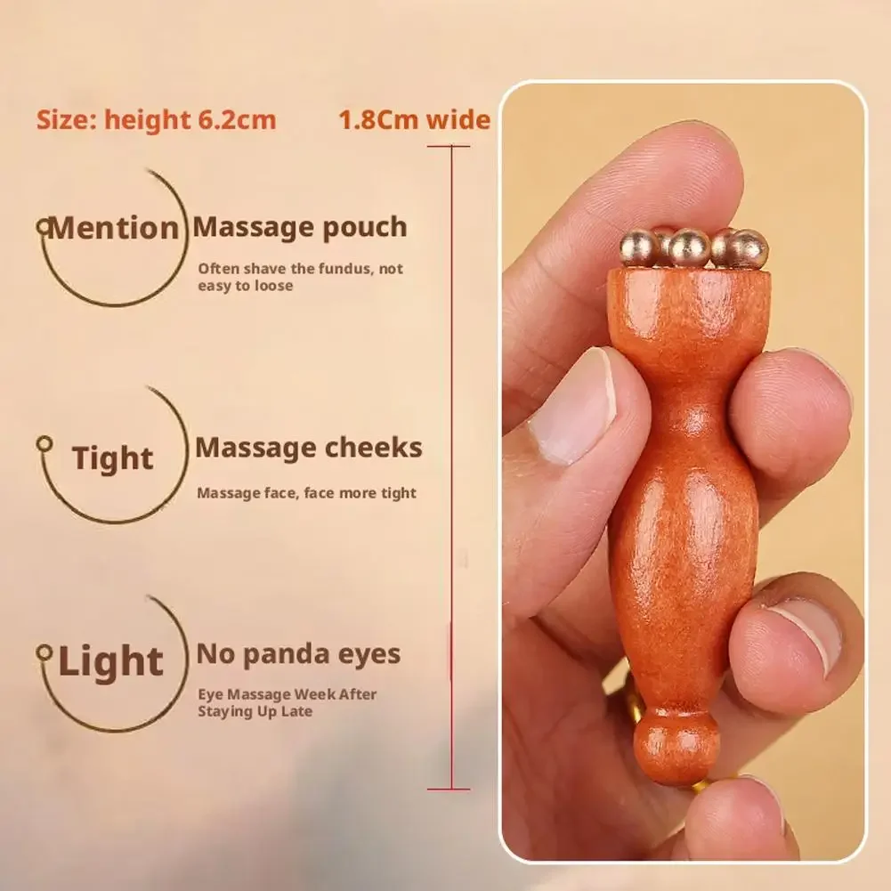 Konturenbürste, Lymphatische Kontur-Gesichtsbürste und Lotus-Augenmassagestab aus Messing, Sandelholz, Gesicht, Augen, Meridian, Akupressur-Massagegerät – Detail 8