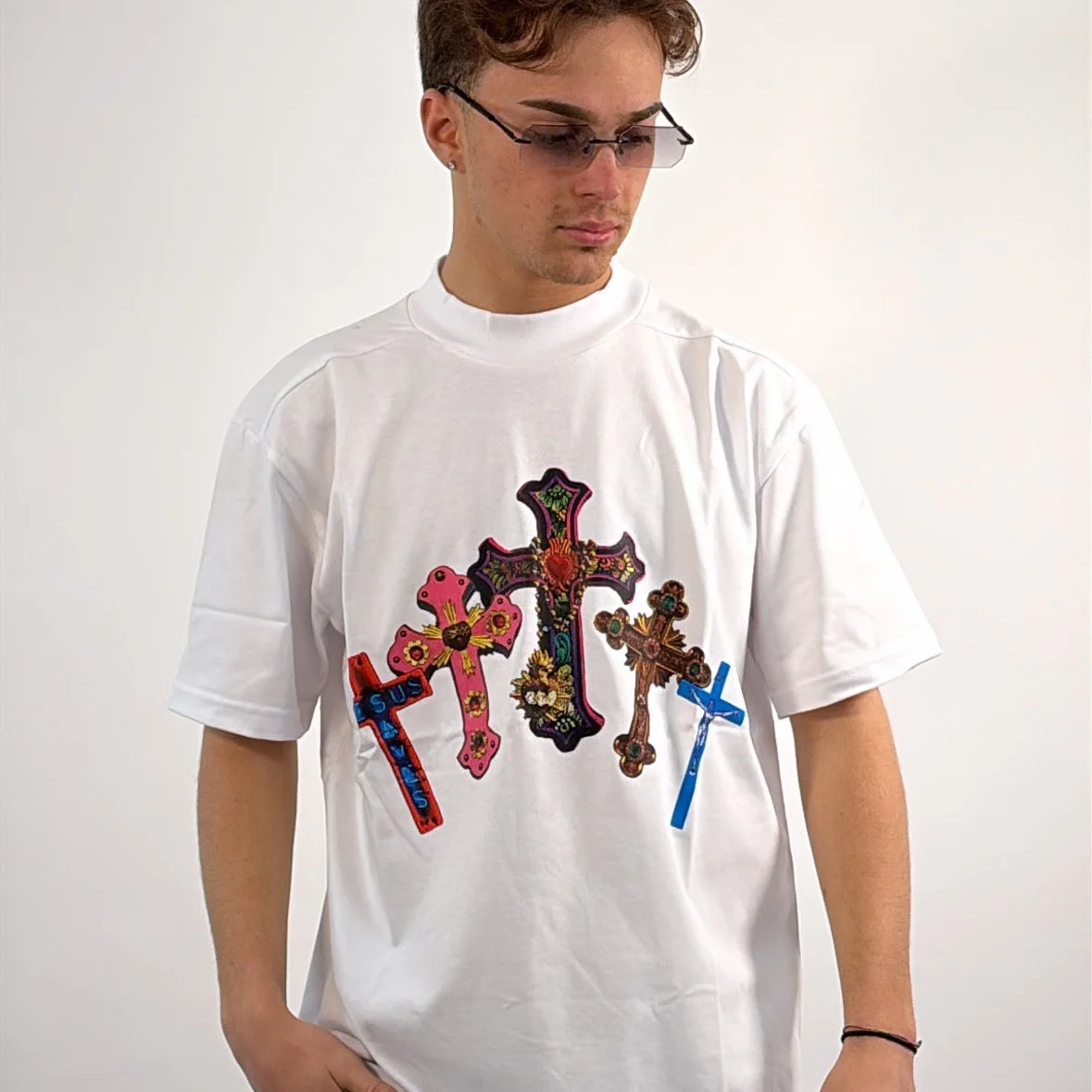 CROSSES Hip Hop Casual T-Shirt 100% Cotton Graphic Tee Men Women Summer Streetwear Top