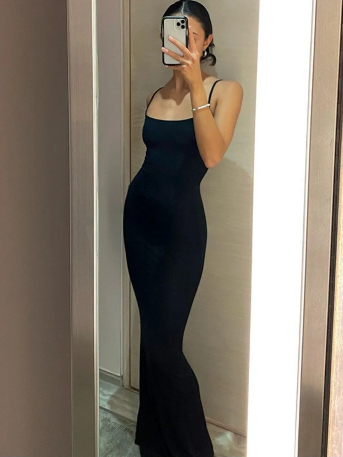 Faionable Pure Color Hoge Taille Street Sle Wrap Dr Svel Eén-schouder Vloerlengte Bodycon Jurk voor jonge vrouwen