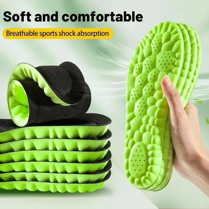 4D กีฬาพื้นรองเท้า Super Soft รองเท้าสําหรับฟุต Shock Absorption ตะกร้ารองเท้า Arch Support Orthopedic Inserts