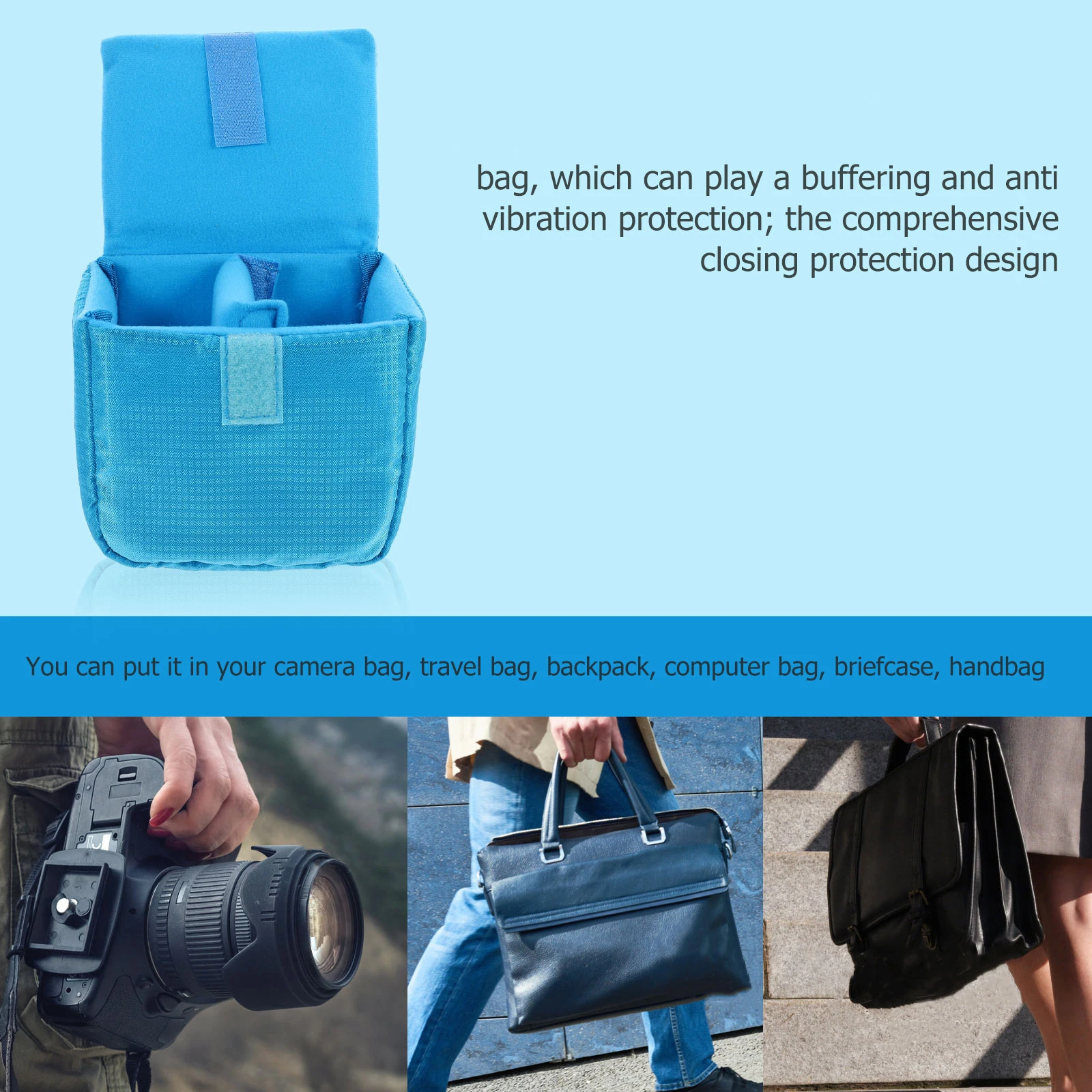 حقيبة عدسات مقاومة للماء مقاومة للصدمات، حقيبة كاميرا سميكة لعدسة Dslr، حافظة واقية محمولة من البوليستر مقاومة للماء