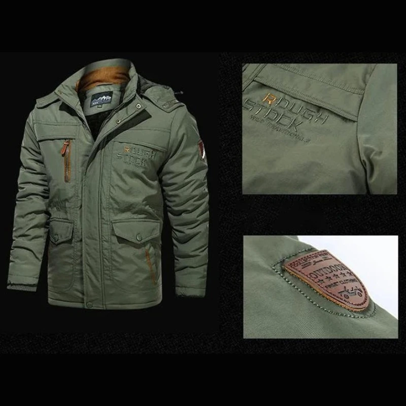 

Мужская тактическая куртка цвета хаки, уличная парка на флисовой подкладке, ветровка с капюшоном, военная толстая теплая верхняя одежда, парки с несколькими карманами