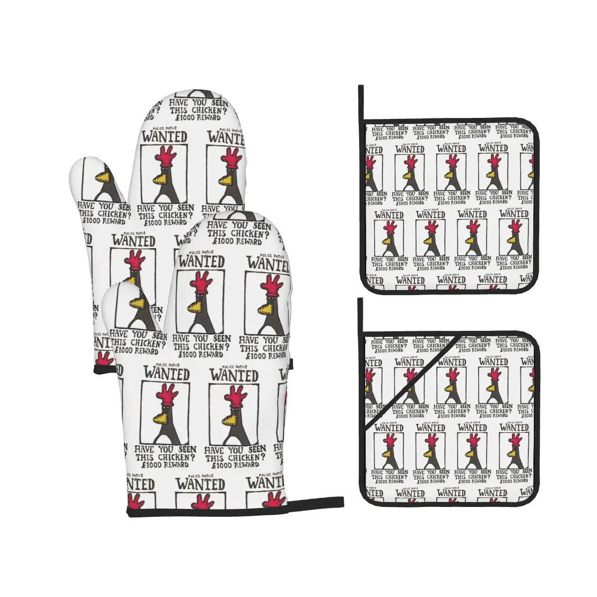 Have You Seen This Chicken Oven Mitts and Pot Holder Sets of 4 for Baking Kitchen Cooking BBQ Resistant Non-Slip Gloves