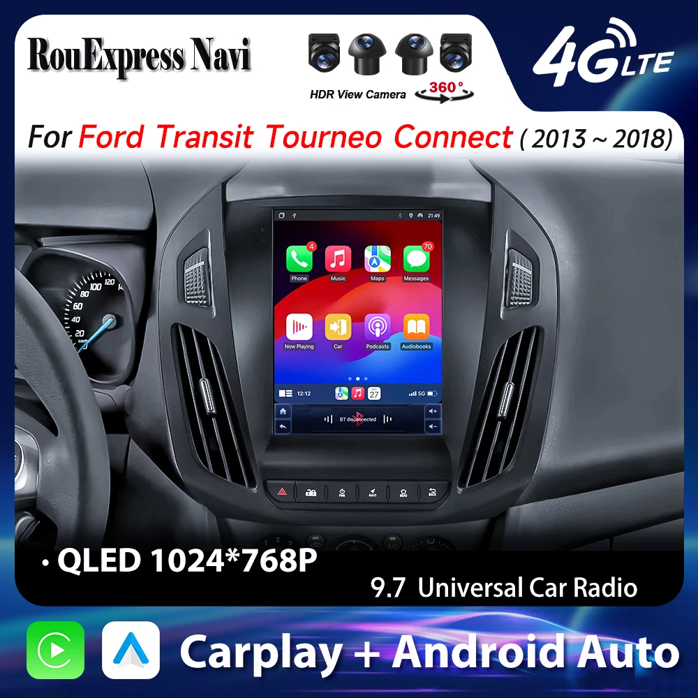 Автомагнитола Android для Ford Transit Tourneo Connect 2013-2018, DVD, CarPlay, Bluetooth, видео, GPS-навигация, 2DIN, DVD-плеер