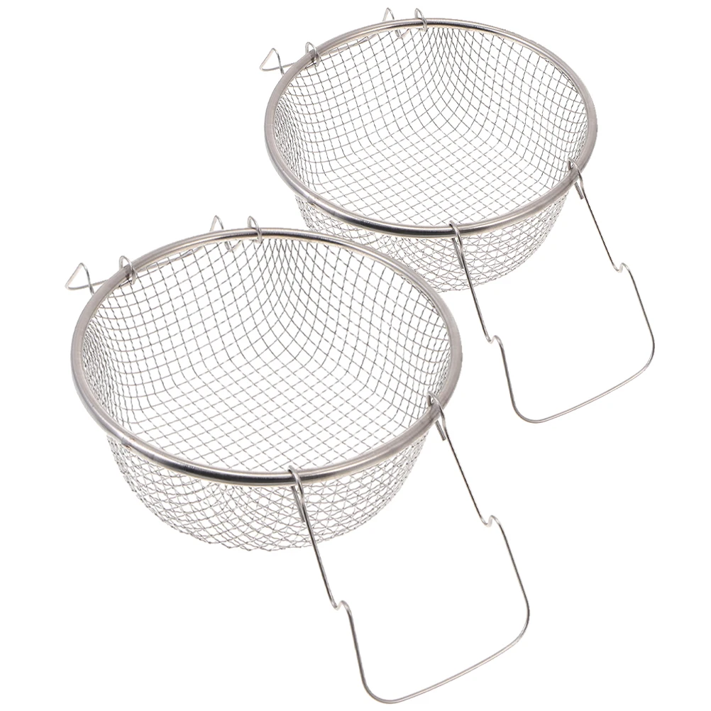 

2Pcs StainlessSteelFryingBasket MiniAirFryer RoundFoodFrenchFriesBaskets MeshKitchenStrainer ChipBasket H leFried