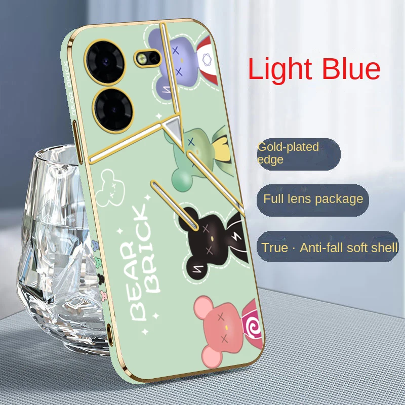 Funda de oso sombrío para Tecno Pova 5 Pro Pova 4 3 Neo 2 Pro, cubierta suave galvanizada