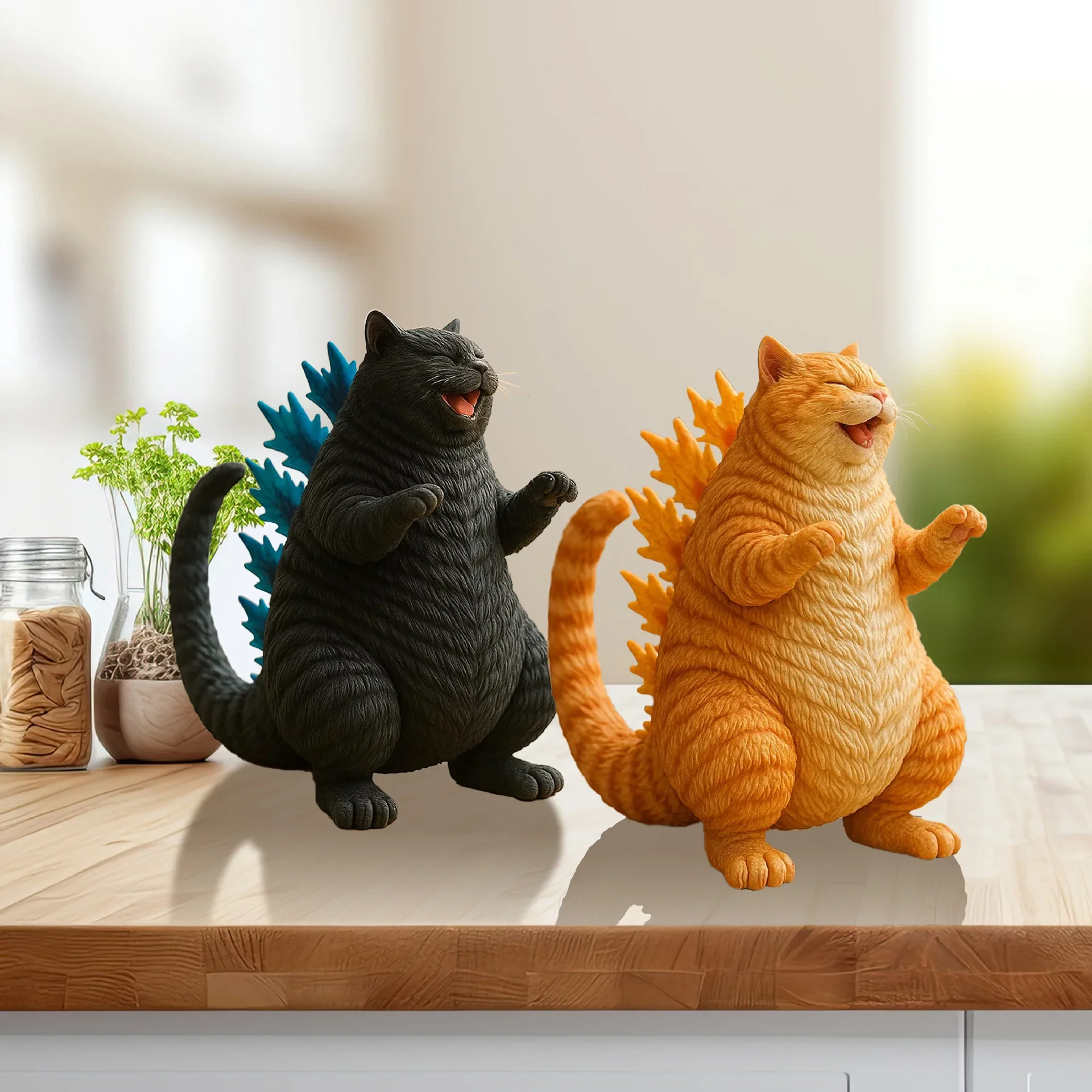 Goth Cat Monster Cat Figurine statue funny ugly cute home office desktop creative decoration