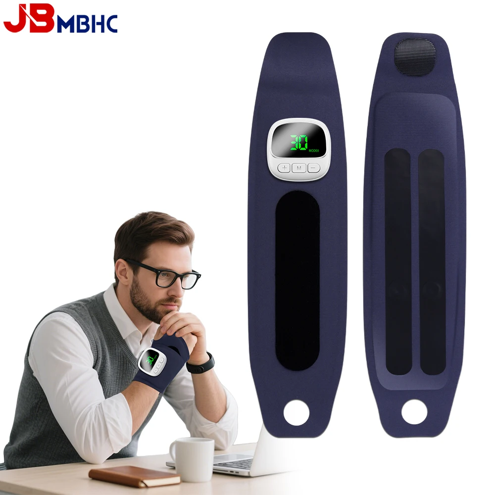 

8 Modes Wireless EMS Wrist Massager 30 Intensity Rechargeable Therapy Hand Massager for Carpal Tunnel, Tendon Pain & Stress