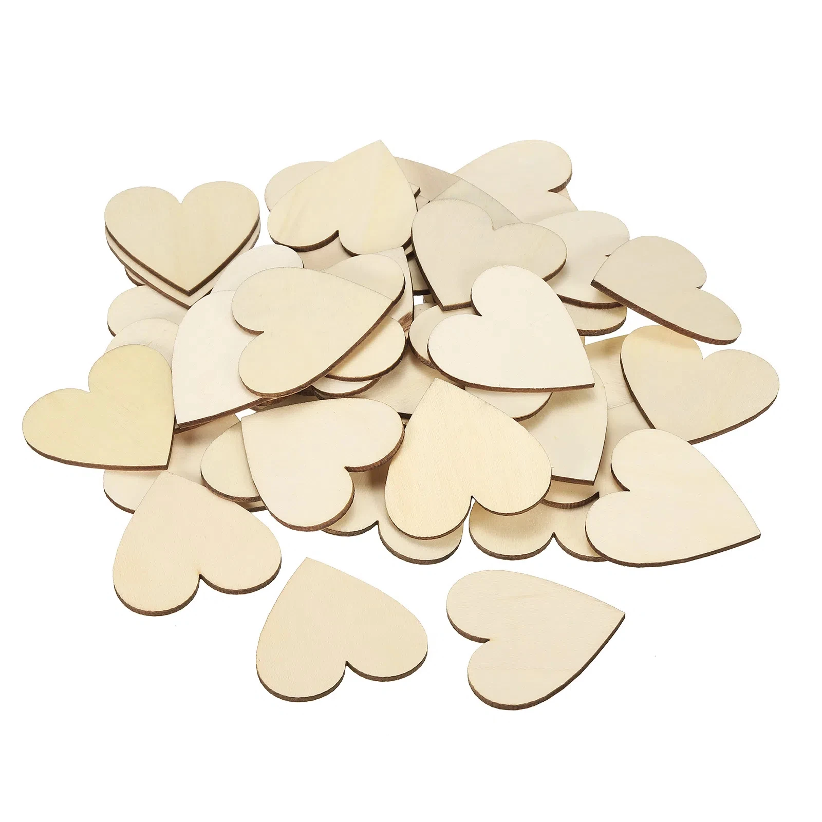 Wooden Hearts 50/100pcs Unfinished Wood Hearts Blank Wooden Cutouts Ornaments Natural Wood Pieces for Christmas Craft Projects