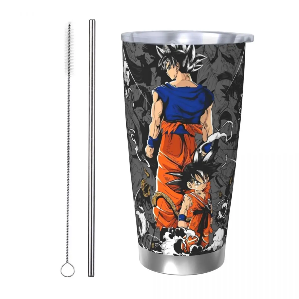 Goku Dragon Ball Anime Goku Vaso aislado con pajitas Taza térmica de acero inoxidable Taza de bebidas frías calientes para el hogar y la oficina, 20 oz