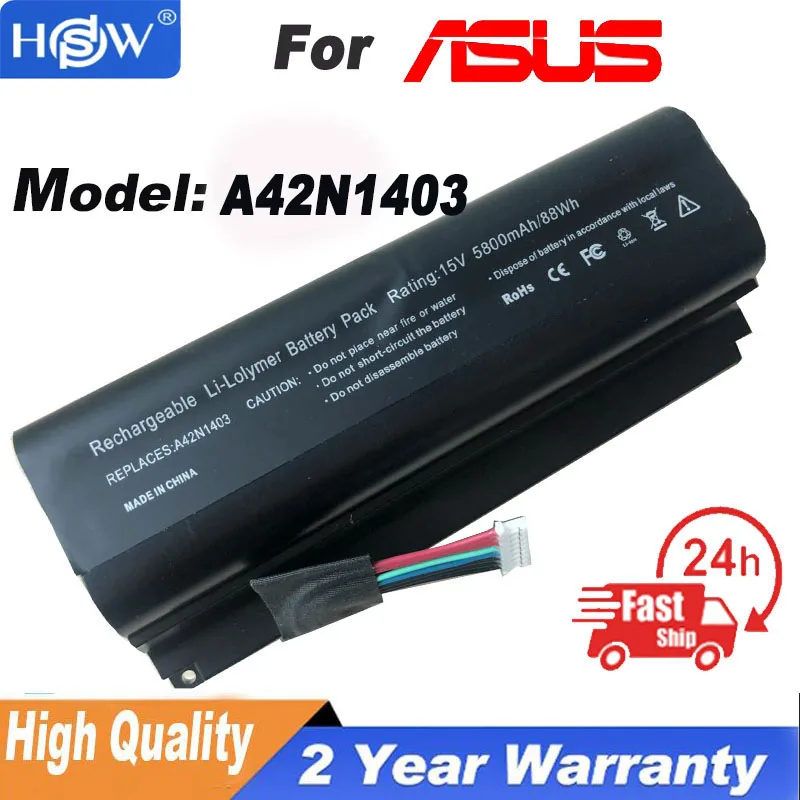 

88WH A42N1403 Laptop Battery for ASUS ROG G751 G751JY G751JM G751JT GFX71JY GFX71JT Series A42LM9H A42LM93 4ICR19/66-2