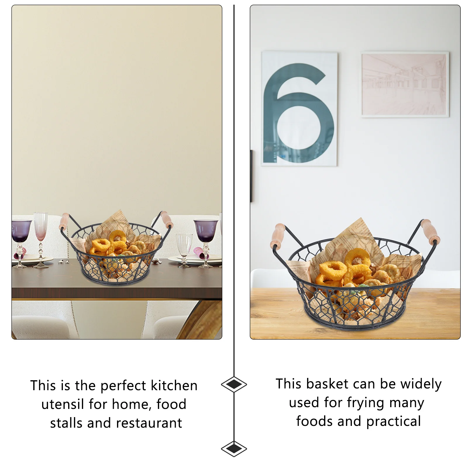 

1pc Snack Basket Deep Frying Food Basket Mesh Design Dishwasher Safe Cooking Tool For Home Restaurant Use Chip Fries